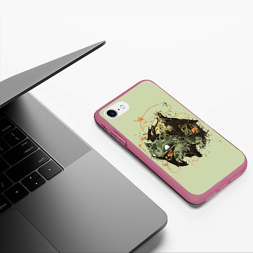 Чехол iPhone 7/8 матовый Horror Bulbasaur / 3D-Малиновый – фото 3