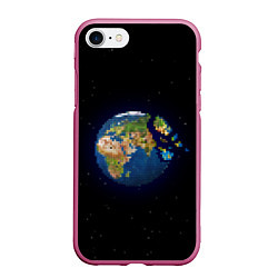 Чехол iPhone 7/8 матовый Разрушение земли!, цвет: 3D-малиновый