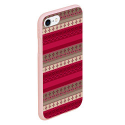 Чехол iPhone 7/8 матовый Полосатый вышитый орнамент, цвет: 3D-светло-розовый — фото 2