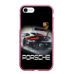 Чехол iPhone 7/8 матовый PORSHE, цвет: 3D-малиновый