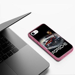 Чехол iPhone 7/8 матовый PORSHE, цвет: 3D-малиновый — фото 2