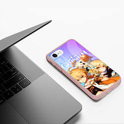 Чехол iPhone 7/8 матовый Genshin Impact, цвет: 3D-светло-розовый — фото 2