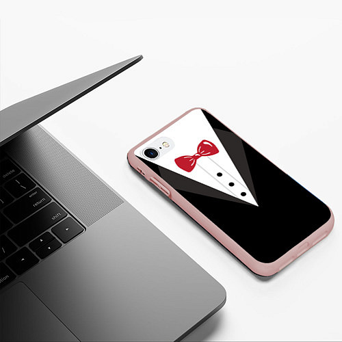 Чехол iPhone 7/8 матовый Смокинг / 3D-Светло-розовый – фото 3