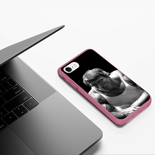 Чехол iPhone 7/8 матовый Злой Арнольд / 3D-Малиновый – фото 3