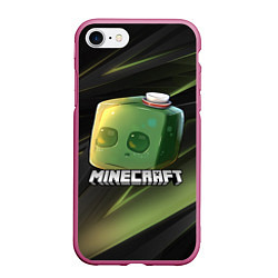 Чехол iPhone 7/8 матовый MINECRAFT МАЙНКРАФТ Z, цвет: 3D-малиновый