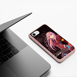 Чехол iPhone 7/8 матовый Zero Two Любимый во Франксе, цвет: 3D-светло-розовый — фото 2