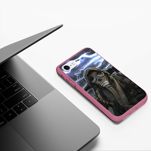 Чехол iPhone 7/8 матовый S T A L K E R С Т А Л К Е Р / 3D-Малиновый – фото 3