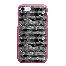 Чехол iPhone 7/8 матовый Черно -белый полосатый узор, цвет: 3D-малиновый