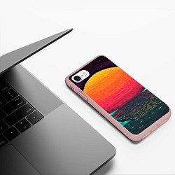 Чехол iPhone 7/8 матовый Пиксельный закат, цвет: 3D-светло-розовый — фото 2