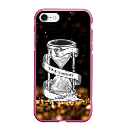 Чехол iPhone 7/8 матовый Время - деньги, цвет: 3D-малиновый