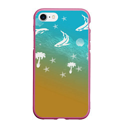 Чехол iPhone 7/8 матовый Морское ассорти, цвет: 3D-малиновый