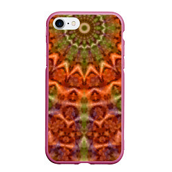 Чехол iPhone 7/8 матовый Оранжево-оливковый калейдоскоп, цвет: 3D-малиновый