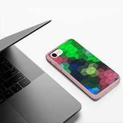 Чехол iPhone 7/8 матовый Разноцветный геометрический уз, цвет: 3D-светло-розовый — фото 2
