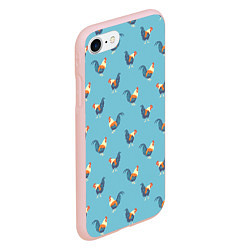 Чехол iPhone 7/8 матовый Петушки паттерн, цвет: 3D-светло-розовый — фото 2