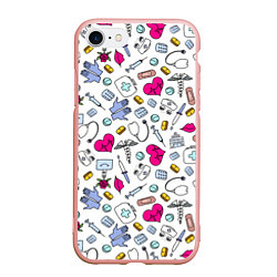 Чехол iPhone 7/8 матовый Медицинский паттерн, цвет: 3D-светло-розовый