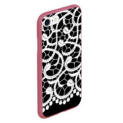 Чехол iPhone 7/8 матовый Черно-белое кружево, цвет: 3D-малиновый — фото 2
