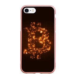 Чехол iPhone 7/8 матовый СВЕТЯЩИЙСЯ BITCOIN, цвет: 3D-светло-розовый