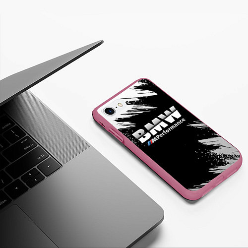 Чехол iPhone 7/8 матовый БМВ РАЗРЕЗАННОЕ ЛОГО / 3D-Малиновый – фото 3