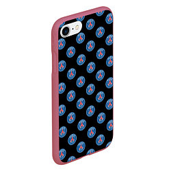 Чехол iPhone 7/8 матовый ПСЖ ПАТТЕРН PSG PATTERN, цвет: 3D-малиновый — фото 2