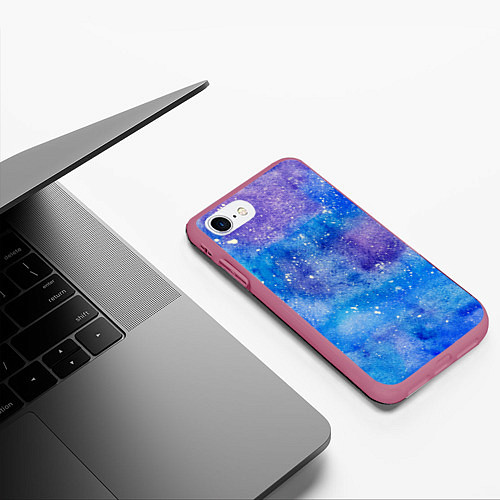 Чехол iPhone 7/8 матовый Акварельные разводы и брызги красок / 3D-Малиновый – фото 3