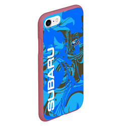 Чехол iPhone 7/8 матовый SUBARU BLUE СУБАРУ СПОРТ Z, цвет: 3D-малиновый — фото 2