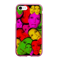 Чехол iPhone 7/8 матовый Crazy Kim Kardashian, цвет: 3D-малиновый