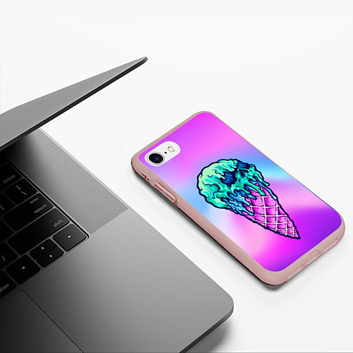 Чехол iPhone 7/8 матовый Мороженое Ice Scream Череп Z / 3D-Светло-розовый – фото 3