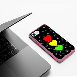 Чехол iPhone 7/8 матовый СВЕТОФОР ИЗ СЕРДЕЦ, цвет: 3D-малиновый — фото 2