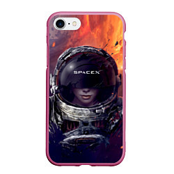 Чехол iPhone 7/8 матовый Space X Elon Musk, цвет: 3D-малиновый