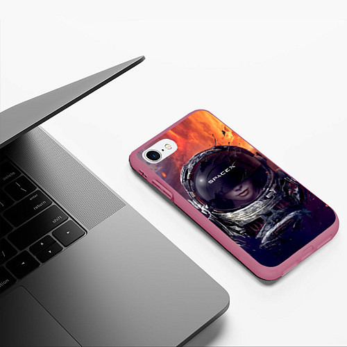 Чехол iPhone 7/8 матовый Space X Elon Musk / 3D-Малиновый – фото 3
