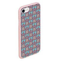Чехол iPhone 7/8 матовый Символы хиппи, цвет: 3D-светло-розовый — фото 2