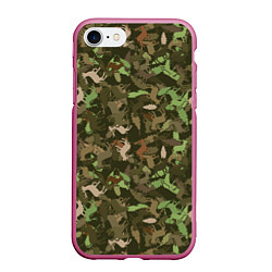 Чехол iPhone 7/8 матовый Лоси в дубовом лесу, цвет: 3D-малиновый