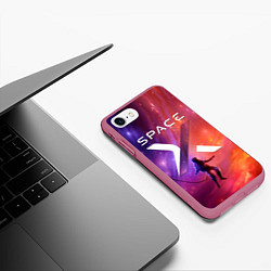 Чехол iPhone 7/8 матовый Space X, цвет: 3D-малиновый — фото 2