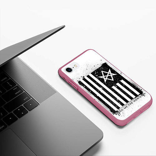 Чехол iPhone 7/8 матовый BMTH флаг / 3D-Малиновый – фото 3