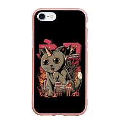 Чехол iPhone 7/8 матовый АНИМЕ КОТ-ЕДИНОРОЖЕК, цвет: 3D-светло-розовый