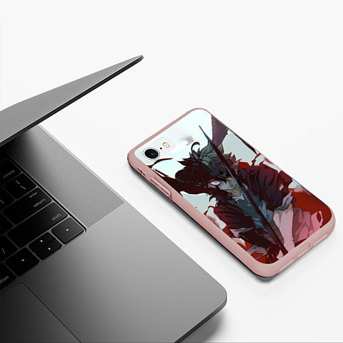 Чехол iPhone 7/8 матовый Аста в режиме демона черный клевер / 3D-Светло-розовый – фото 3