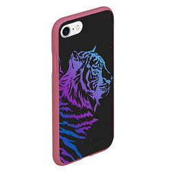 Чехол iPhone 7/8 матовый Tiger Neon, цвет: 3D-малиновый — фото 2