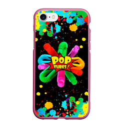 Чехол iPhone 7/8 матовый Pop Tubes, поп трубка pop it, цвет: 3D-малиновый