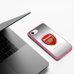 Чехол iPhone 7/8 матовый F C Arsenal, цвет: 3D-малиновый — фото 2