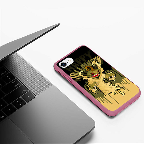 Чехол iPhone 7/8 матовый Тыква в ночь мертвецов / 3D-Малиновый – фото 3