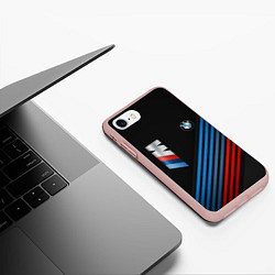 Чехол iPhone 7/8 матовый BMW STRIPE, цвет: 3D-светло-розовый — фото 2