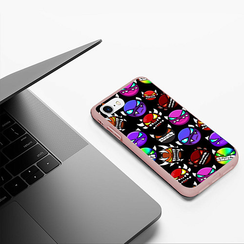 Чехол iPhone 7/8 матовый Geometry Dash: Demons Squad / 3D-Светло-розовый – фото 3