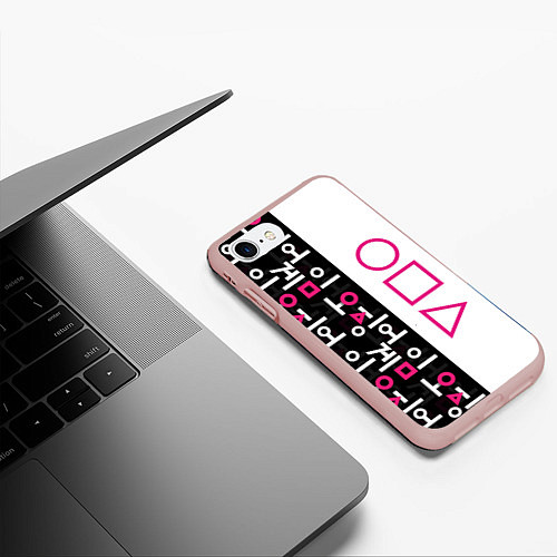 Чехол iPhone 7/8 матовый Игра в кальмара: Стражи / 3D-Светло-розовый – фото 3