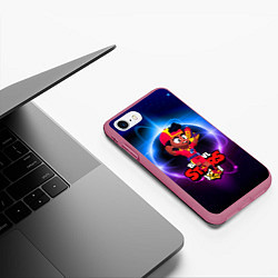 Чехол iPhone 7/8 матовый Мэг Brawl Stars прыжок в космосе, цвет: 3D-малиновый — фото 2