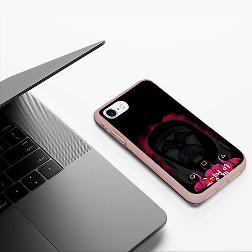 Чехол iPhone 7/8 матовый Игра в кальмара: Ведущий / 3D-Светло-розовый – фото 3