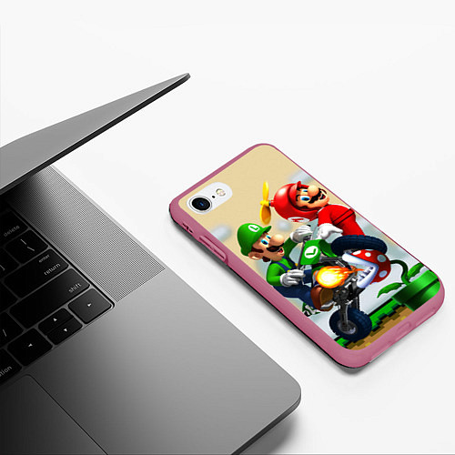 Чехол iPhone 7/8 матовый MarioHelmet / 3D-Малиновый – фото 3