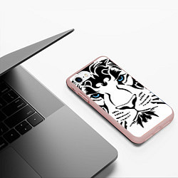 Чехол iPhone 7/8 матовый Водяной голубоглазый тигр, цвет: 3D-светло-розовый — фото 2