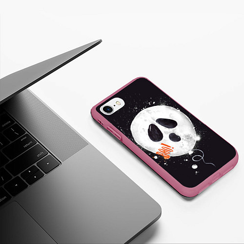 Чехол iPhone 7/8 матовый Шарик-пугайка черный, полиэстер / 3D-Малиновый – фото 3