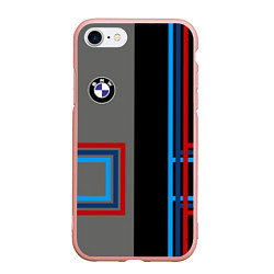Чехол iPhone 7/8 матовый Автомобиль BMW БМВ, цвет: 3D-светло-розовый
