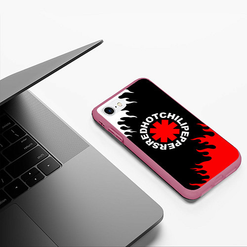 Чехол iPhone 7/8 матовый RED HOT CHILI PEPPERS, RHCP / 3D-Малиновый – фото 3